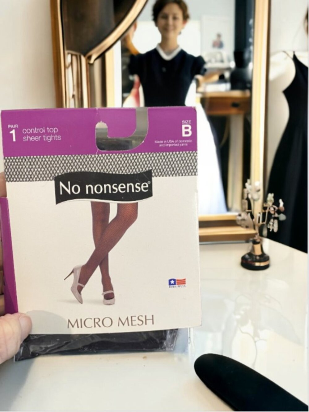 NO NONSENSE -- Tights, Micro-Mesh, Black, Control Top, Sheer, Fishnet